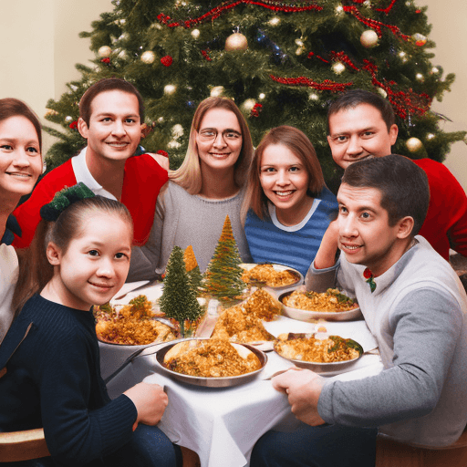 AI generated: family, chrismast, dinner
