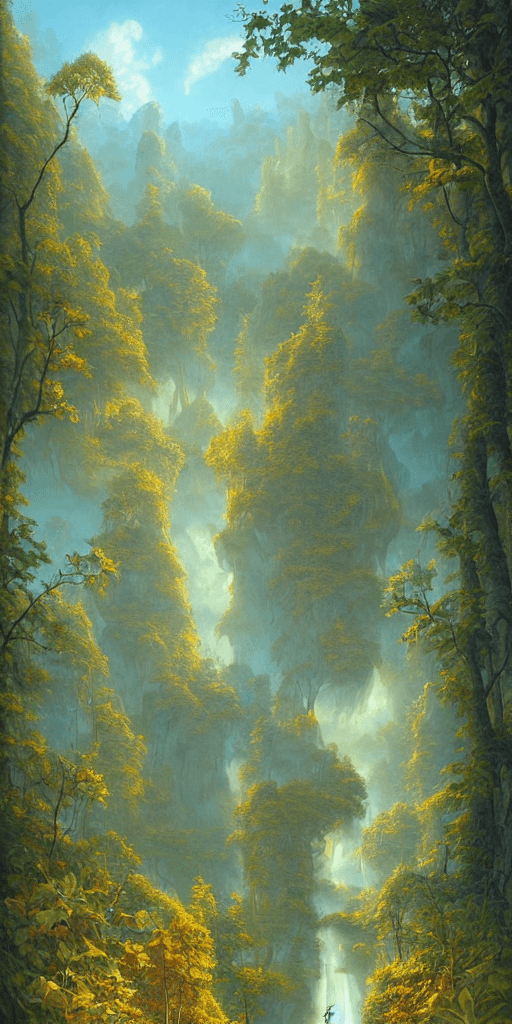 AI generated: caring of the environment like paradise, like illustration of ["gediminas pranckevicius"::3, christo...