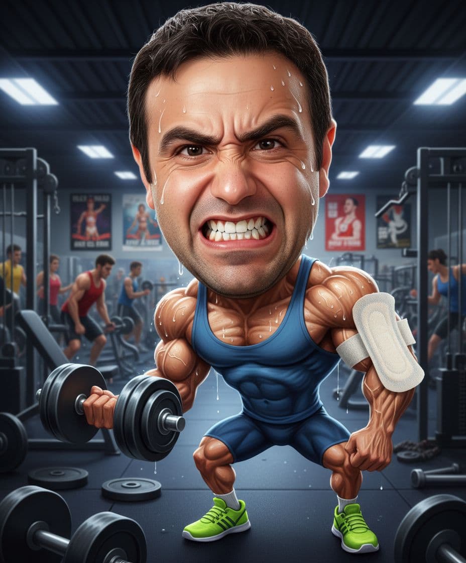 AI generated: Funny caricature, super fit caricature, man using face from photo I uploaded, very fit body, unattra...