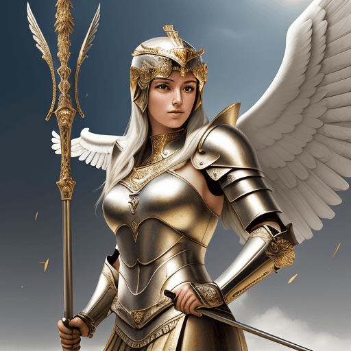 AI generated: portrait of beautiful athena women, as queen in armor, wallpaper 2k, realistic, high details, HD, ar...