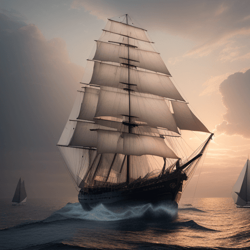 AI generated: Photo of a ultra realistic sailing ship, dramatic light, pale sunrise, cinematic lighting, battered,...