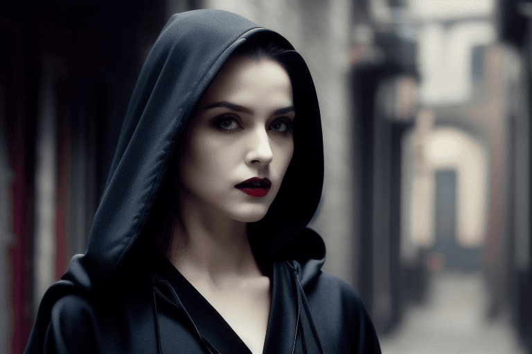 AI generated: (a photo of female vampire), ((beautiful face, symmetrically correct face, stunningly beautiful)), (...