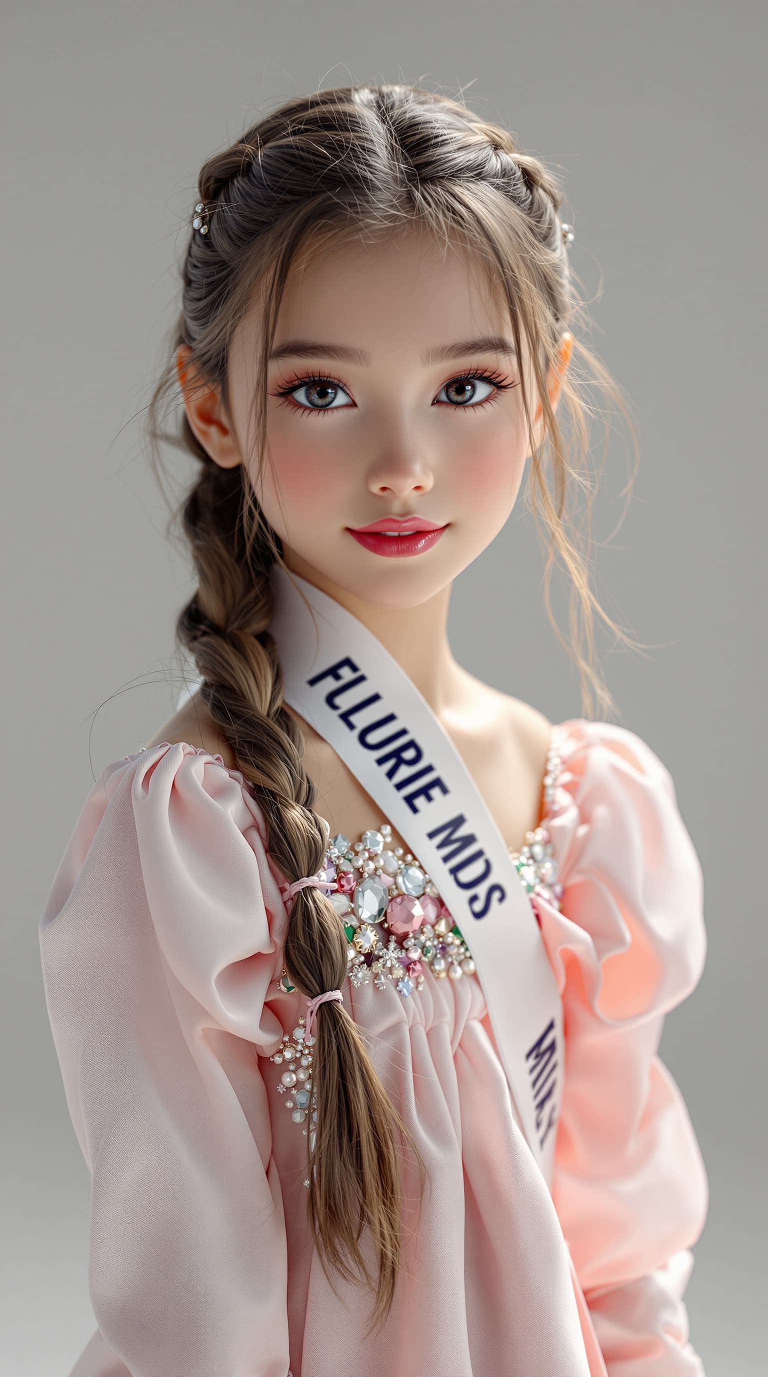 AI generated: A stunning professional photograph captures the world's most beautiful fifth-grade girl, Junior Miss...