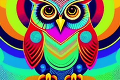 AI generated: full in focus owl, by Kerembeyit, behance contest winner, psychedelic art, anton fadeev and dan mumf...