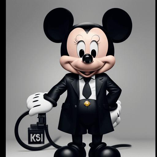AI generated: mickey mouse as a russian spy, in full kit, KGB, 1960s, full body front portrait, well lit, maybe in...