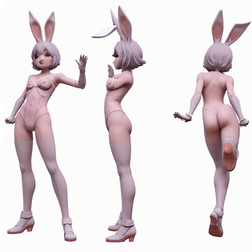 AI generated: Anime bunny boy reference sheet dynamic pose
