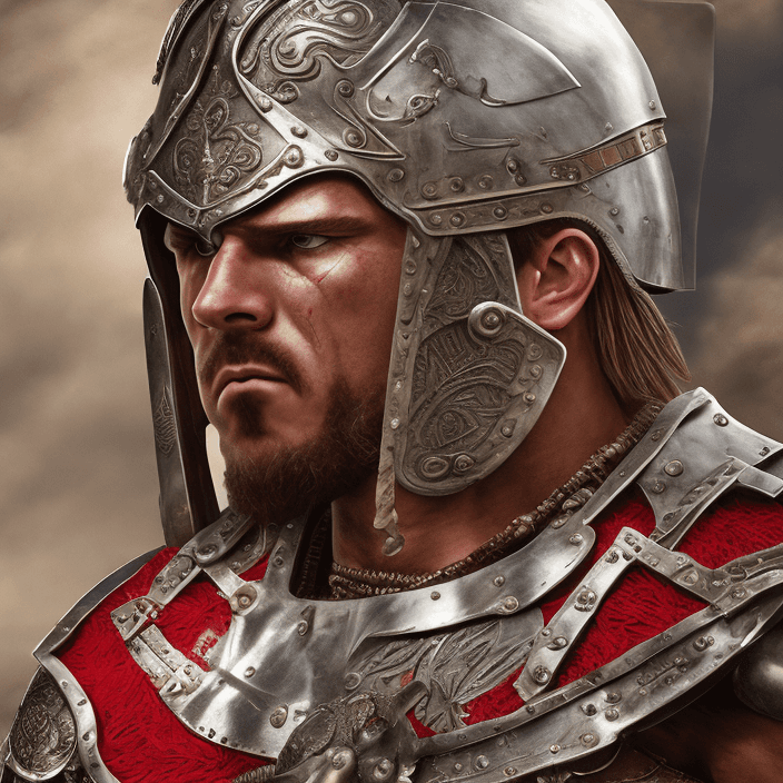 AI generated: A highly detailed hyperealistic picture of a Roman gladiator, captured in a commanding and intense p...