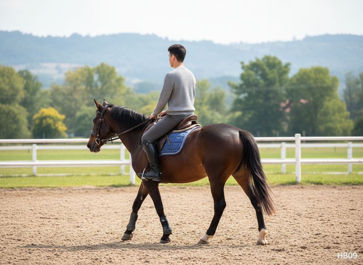 AI generated: on the back of a riding school horse.
With the discreet and very small watermark "HB09" at the bott...