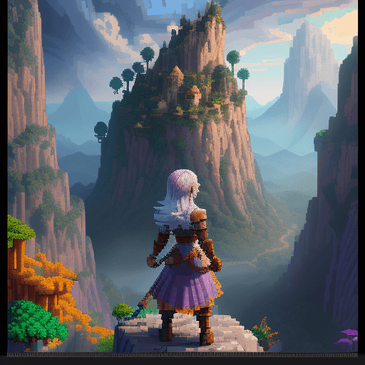 AI generated: more like pixel art. high pixeleted picture,2d pixel art, more like pixel art, bolnd hair girl facei...