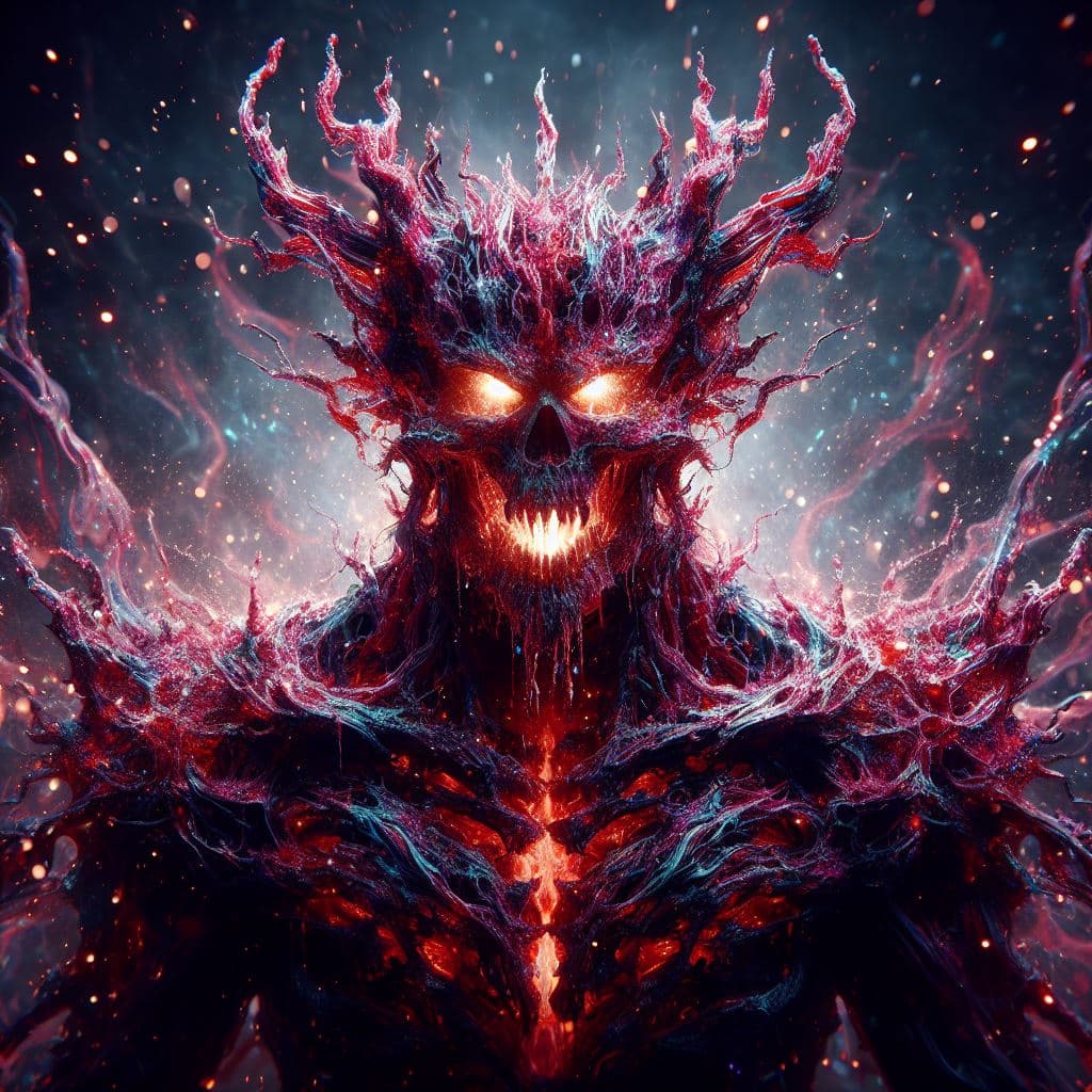 AI generated: Epic image, Ultra clear image quality，Cosmic god of death wearing organic blood armor, Shining brigh...