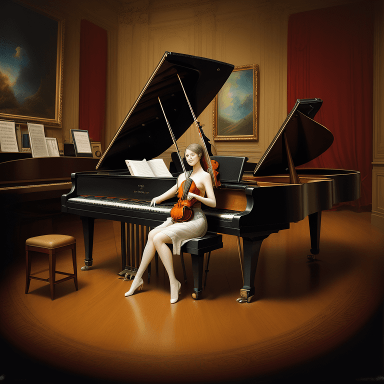 AI generated: music Album cover picture, classical music , surreal art, oil picture, radio, speaker, piano, violin...