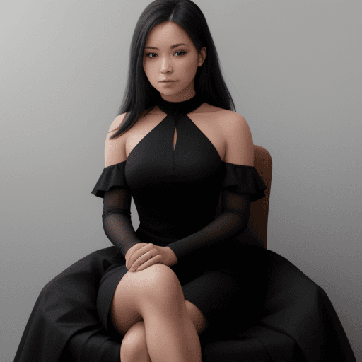 AI generated: A Woman Sitting In A Black Dress