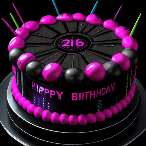 AI generated: Birthday Cake but its Cyberpunk