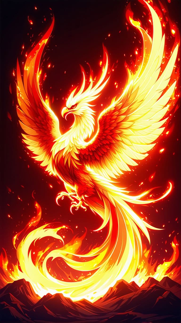 AI generated: "A phoenix rising from the ashes, its wings engulfed in vibrant flames, symbolizing rebirth, resilie...