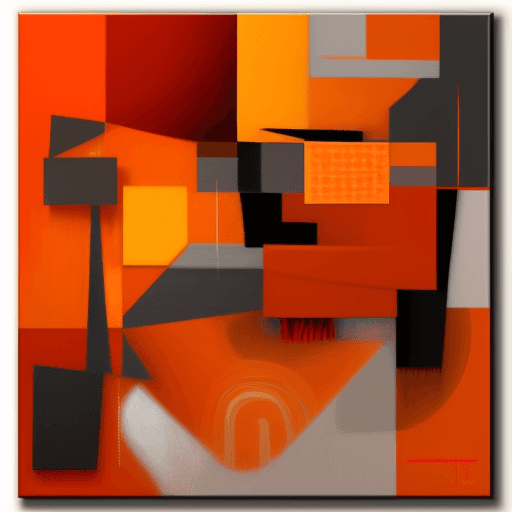 AI generated: abstract realism painting in orange and grey with modern brush techniques, in the style of bauhaus f...