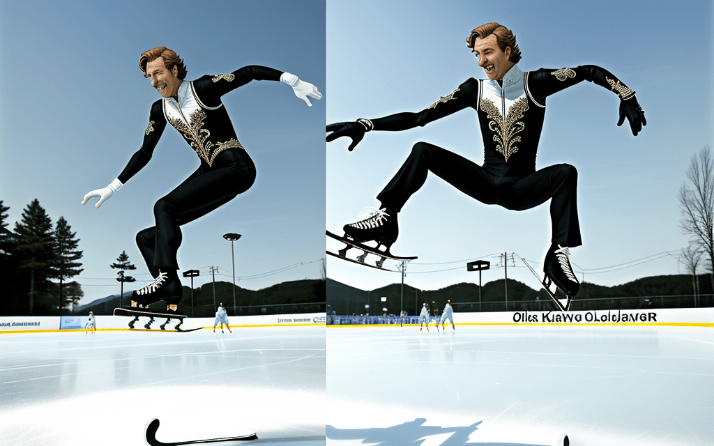 AI generated: a photo of Olver Kahn figure skating landing a jump with style, photo-realistic, ultra-realistic, cr...