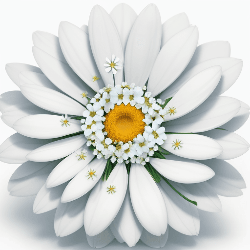 AI generated:  ethereal flowers composition featuring a cluster of pristine white daisies, their petals radiating ...