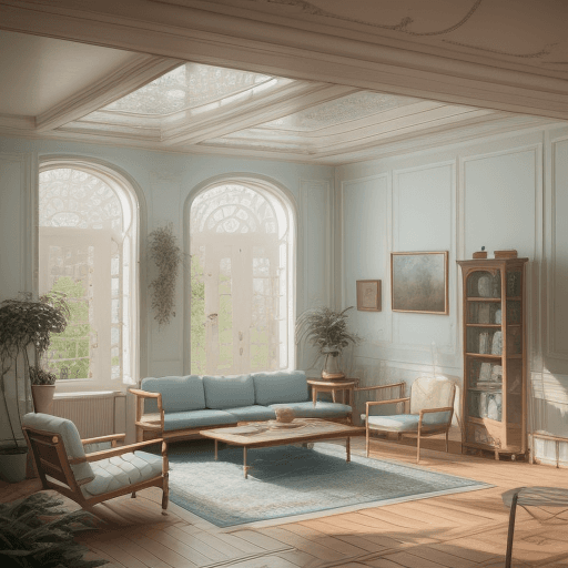 AI generated: High resolution photography interior design, dreamy sunken living room conversation pit, wooden floo...