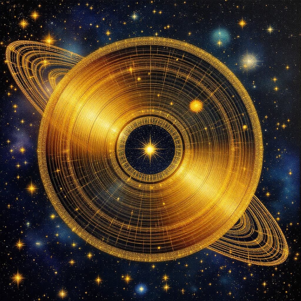 AI generated: the golden record from voyager in the expanse of the stars
