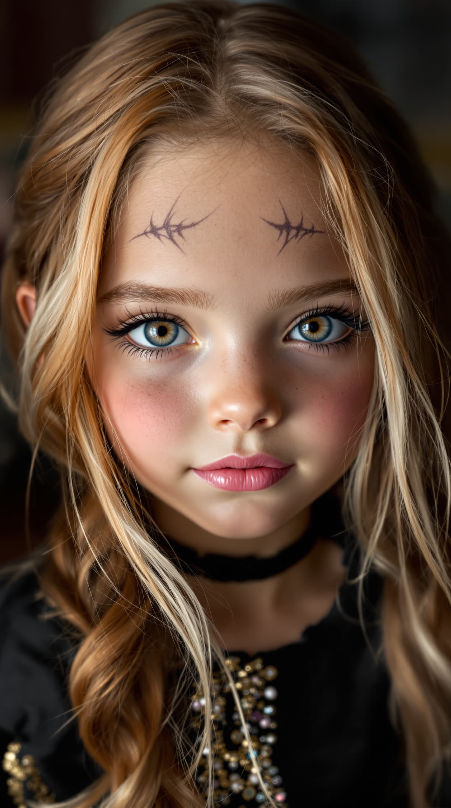 AI generated: An exceptional professional photograph depicts the world’s most beautiful 7-year-old girl, created a...