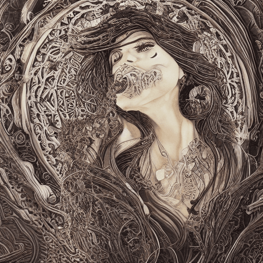 AI generated: design an intricate artwork in which a women can be seen diappearing or fainting like smoke from a c...