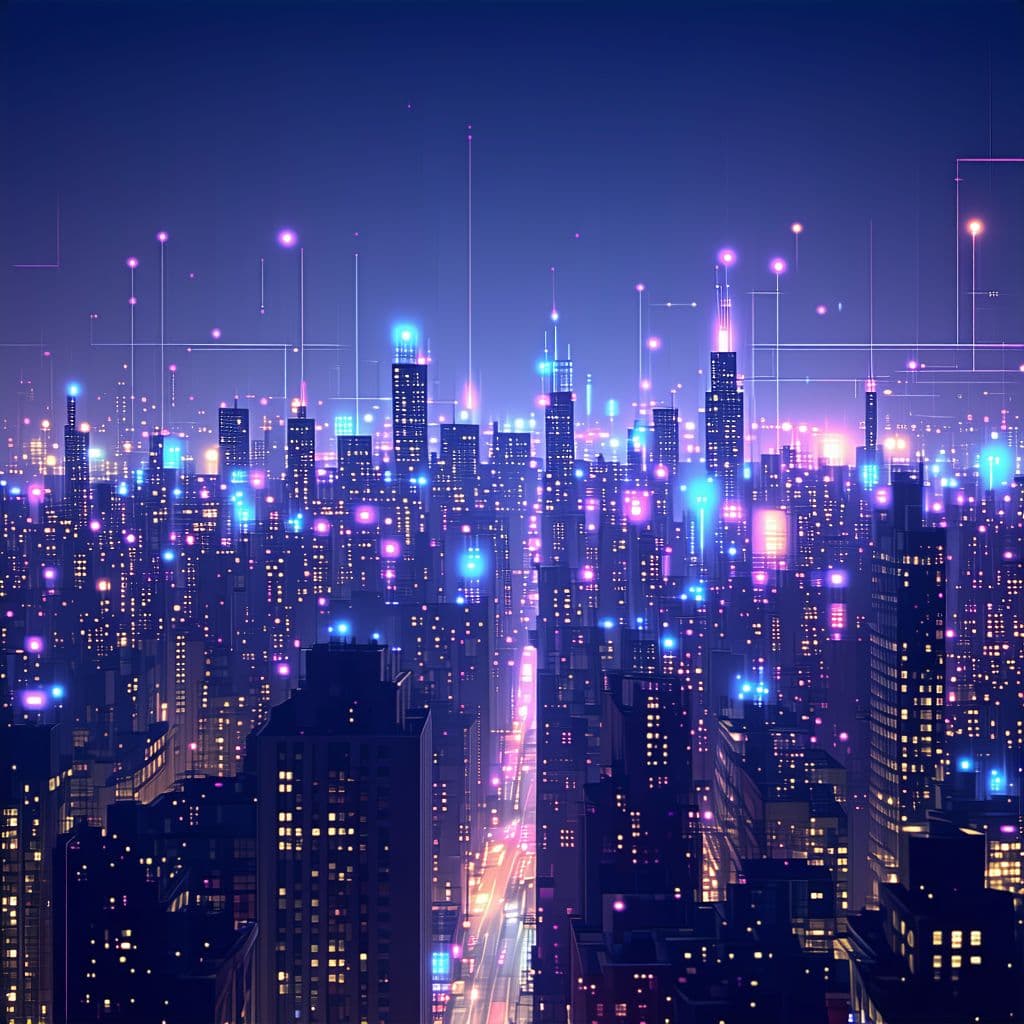 AI generated: "Urban tech skyline with glowing elements"