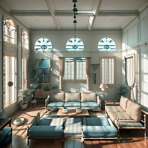 AI generated: High resolution photography interior design, dreamy sunken living room conversation pit, wooden floo...
