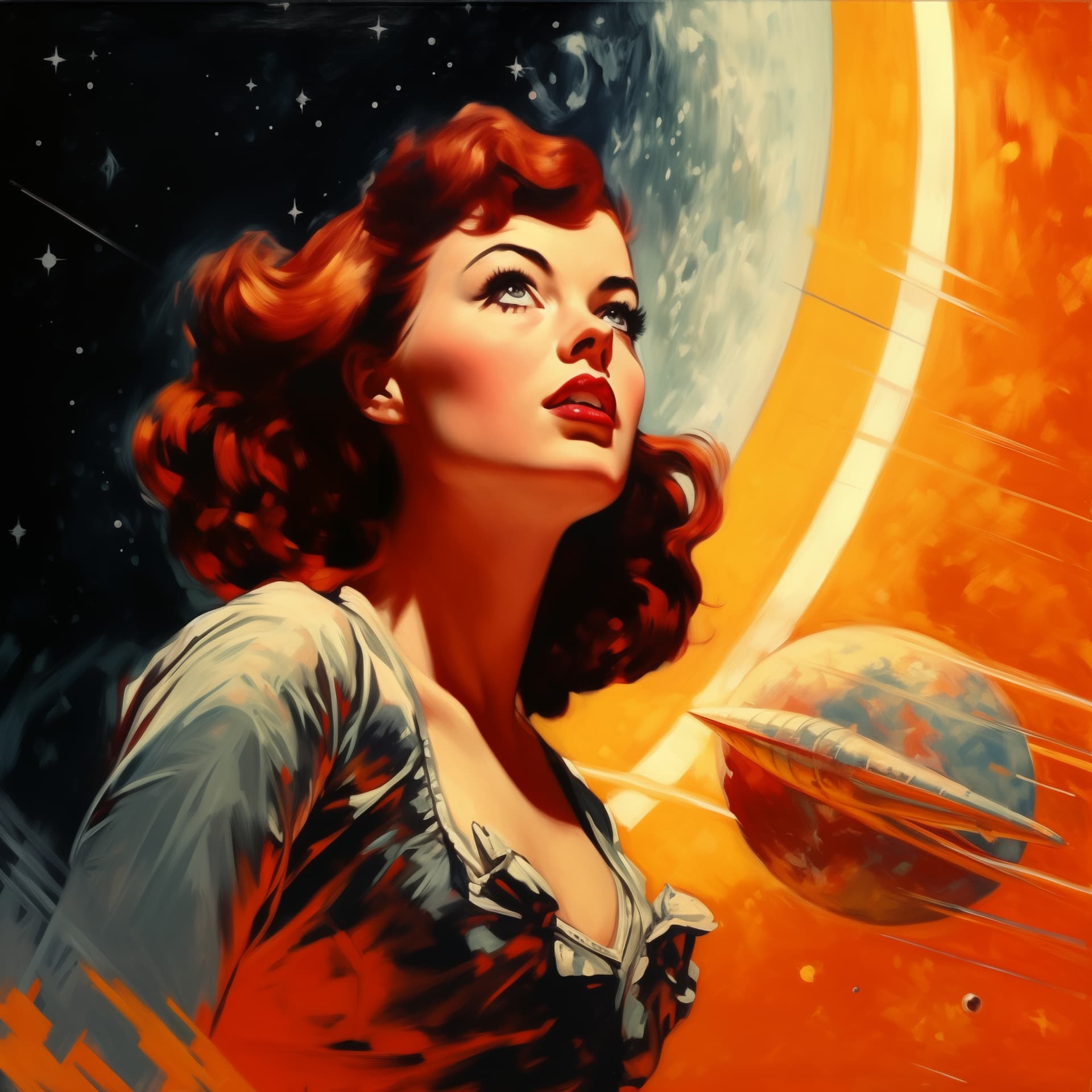 AI generated: Woman in space