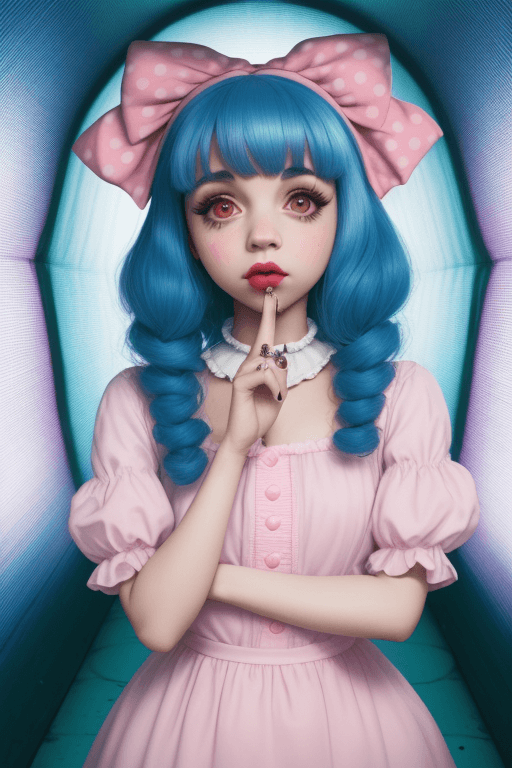 AI generated: Melanie martinez in Tunnel vision music video