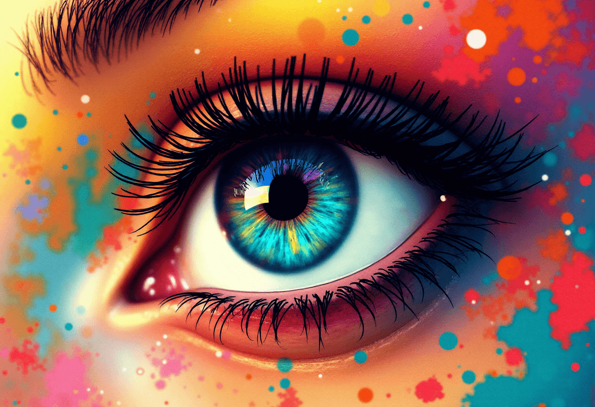 AI generated: A vibrant and colorful artistic representation of an eye. The eye is the central focus, with its iri...