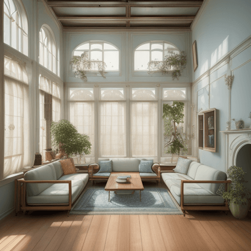 AI generated: High resolution photography interior design, dreamy sunken living room conversation pit, wooden floo...