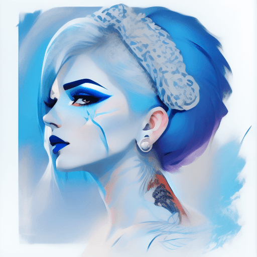 AI generated: beauty beauty model tattoo designs by karimah, hair coloring for a woman, in the style of silkscreen...