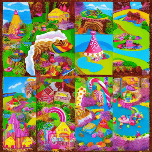 AI generated: Naturalistic collage of candyland. 