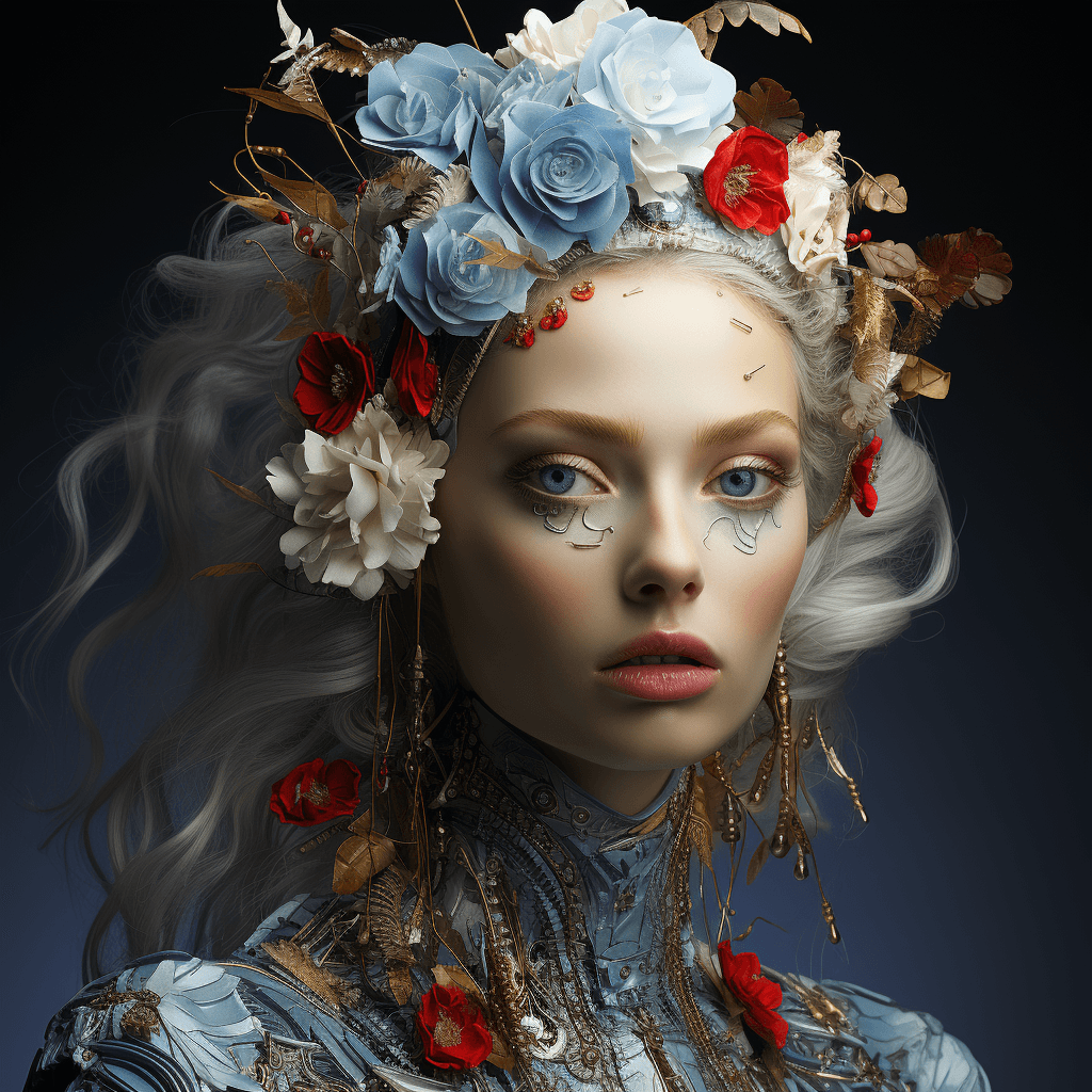 AI generated: "Embark on a visual journey where beauty rebels against convention, presenting not just a face, but ...