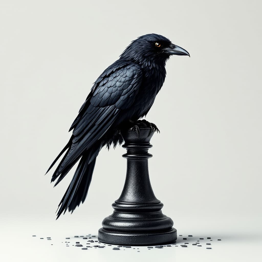 AI generated: crow as a chess figure
