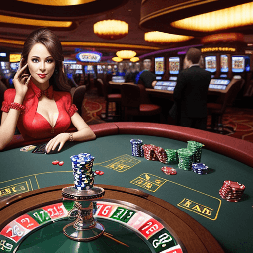 AI generated: Create a picture, casino theme, online gambling. The picture should be bright.