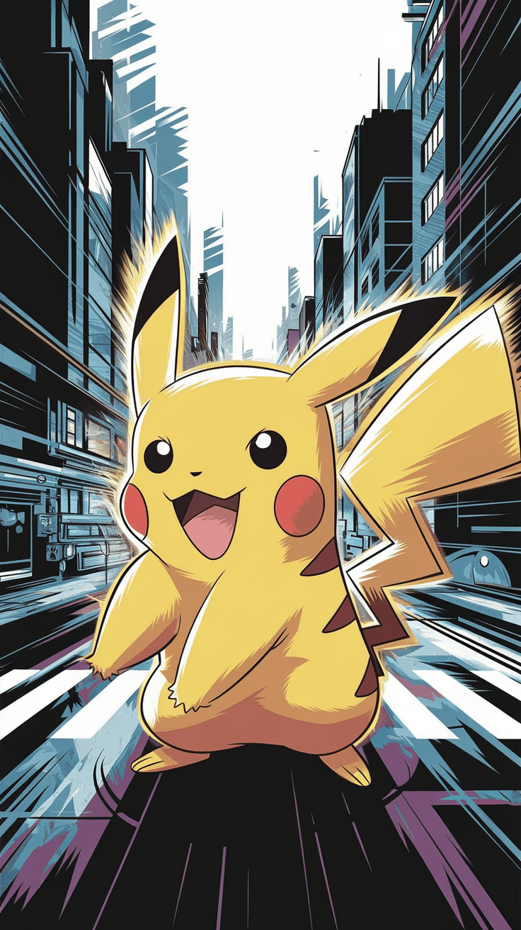 AI generated: pokemon wallpaper, Pikachu, hd background, in the style of chiaroscuro technique, suehiro maruo, ene...