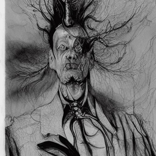 AI generated: Photorealistic surreal Lovecraft character in the styles of Sergio Toppi and Enki Bilal, fantasy mot...