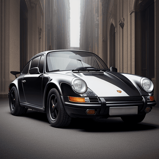 AI generated: old 911, porsche, cool, black, red interieur, retro, future