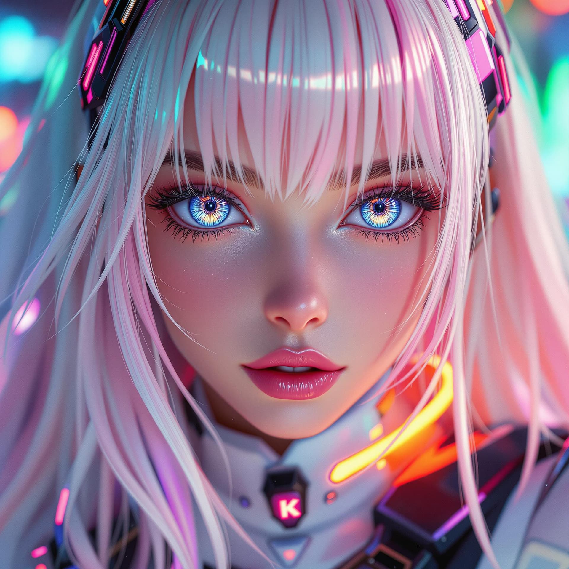 AI generated: A stunning anime-style portrait of a young female character with long, flowing pastel-colored hair, ...