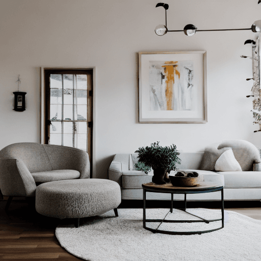AI generated: Cozy modern living room, soft smooth lighting, atmospheric, professional interior photography, 8K, s...