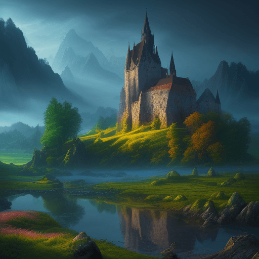 AI generated: farbenprächtiges bild, lumiessence, fantasy, unberührte landschaft, farbelwesen, 8k 