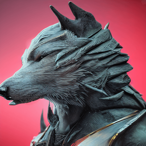 AI generated: Antromorphic Ninja wolf, portrait, simetris, extremely detail skin, HDR, cinematic lighting, intrica...