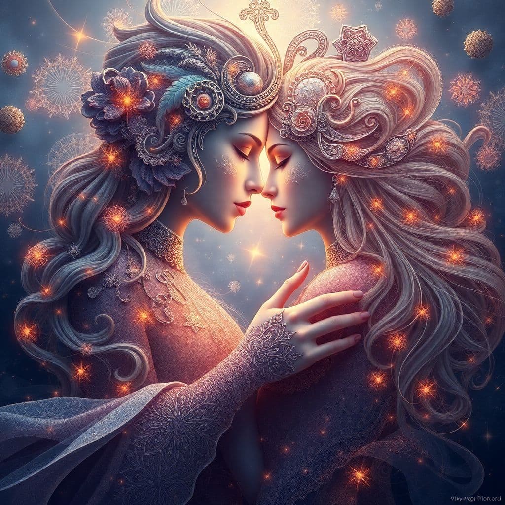 AI generated:  Surealism fantasy of a harmony and love dream, epic intricate details, mystique and breathless beau...