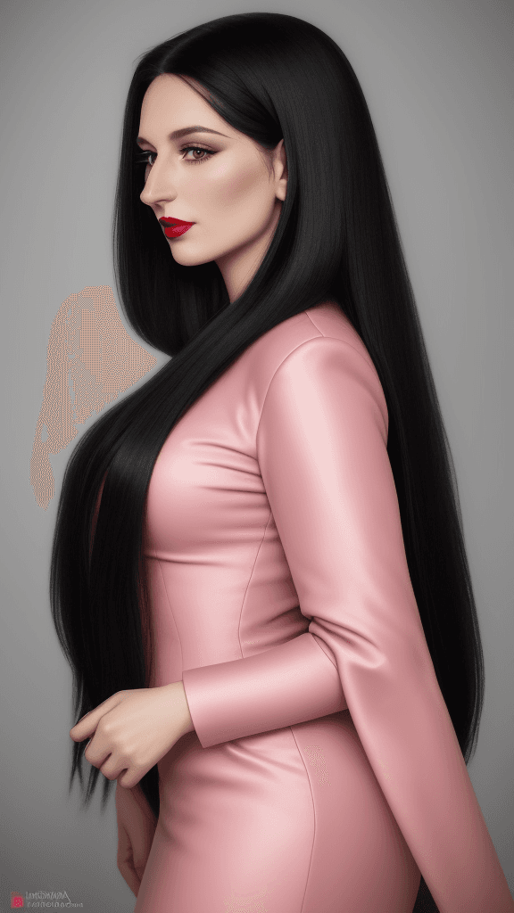 AI generated: arafed woman with long hair and pink lipstick posing for a picture, ekaterina, profile image, red li...