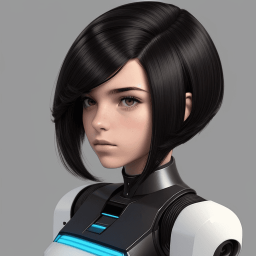 AI generated: androide adolescente, moreno, cabello negro

