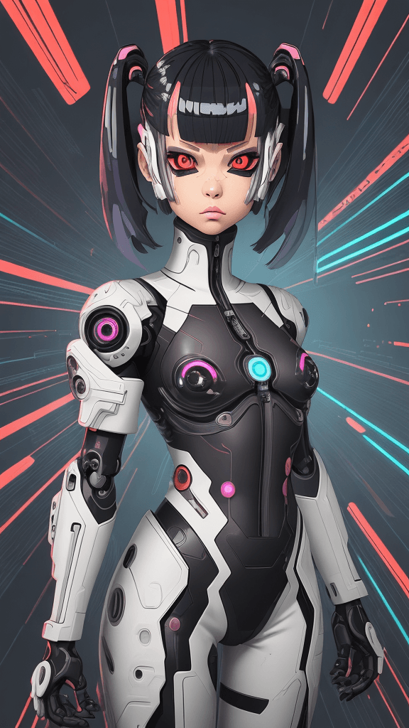 AI generated: in a neutral background portrait of little ((((Cyborg/army/female)))):4.4, Prominent eyes, complex f...