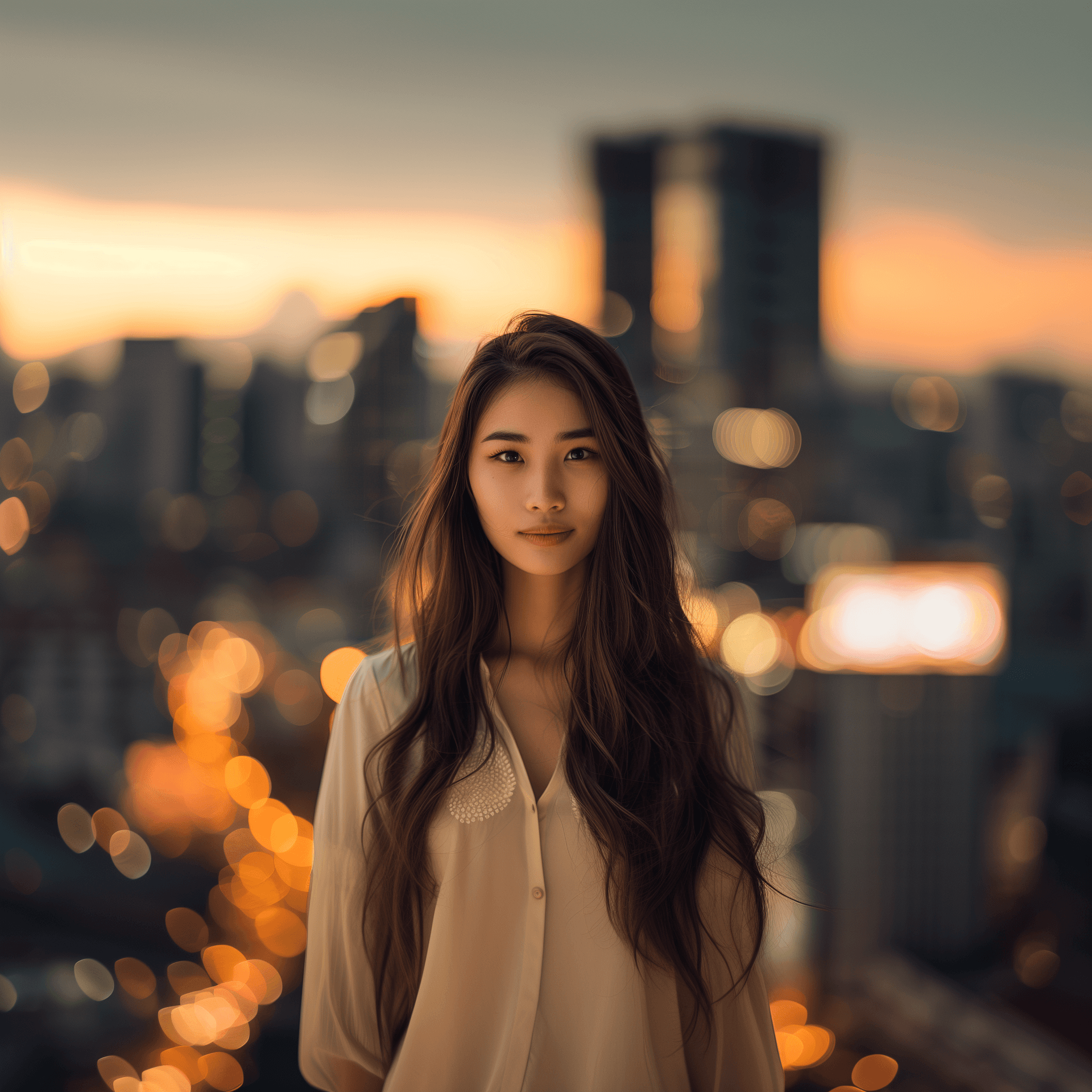 AI generated: The image features a photograph of a young woman. She stands confidently, exuding grace and elegance...