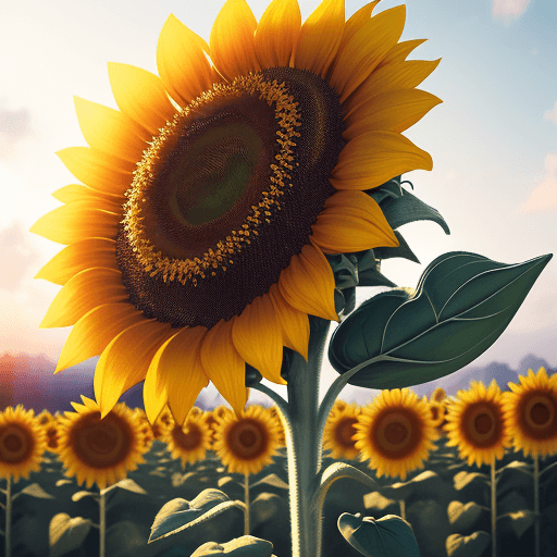 AI generated: a sunflower bouquet, shallow depth of field, portrait, massive sunflower field background, detailed,...