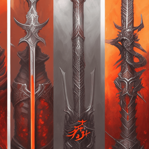 AI generated: the swords of the dragonborn, in the style of neo-traditional japanese, magali villeneuve, close-up ...